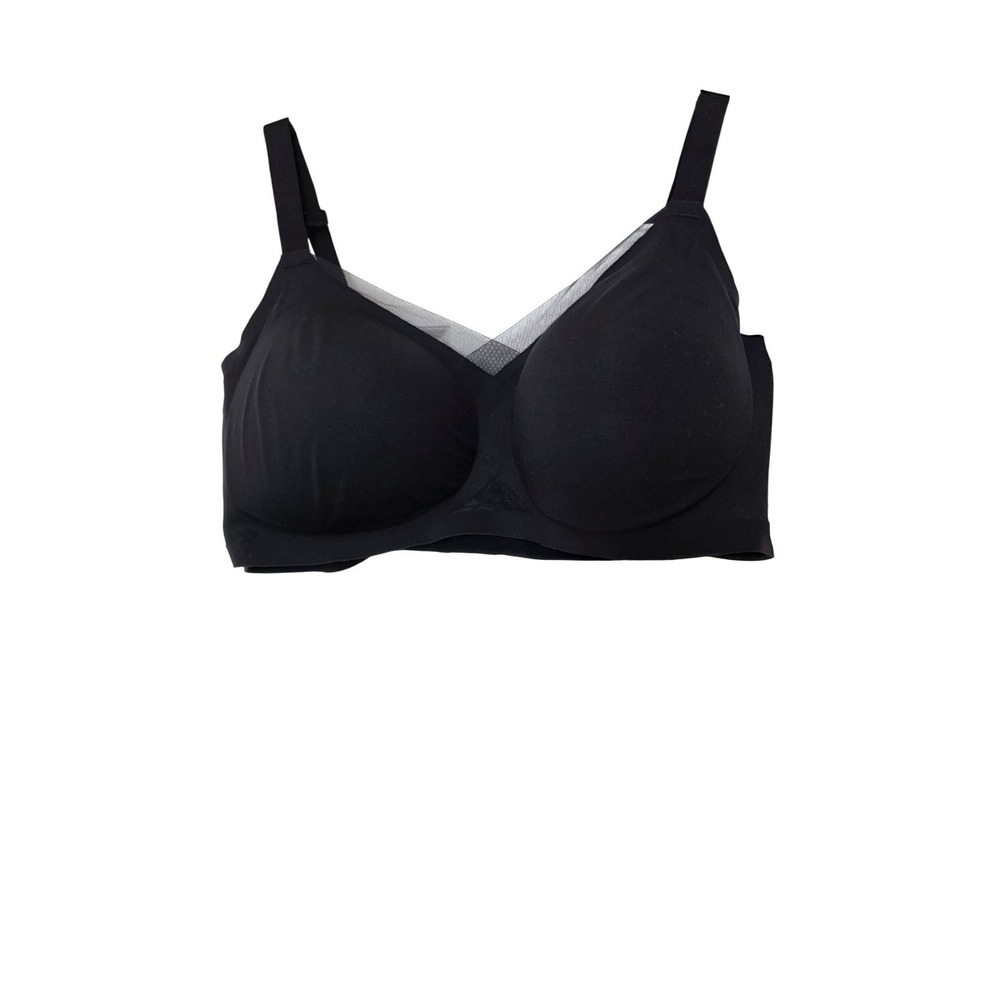 NWT Honeylove Black V-Neck Bra Mesh Detail 2X Supportive & Comfortable